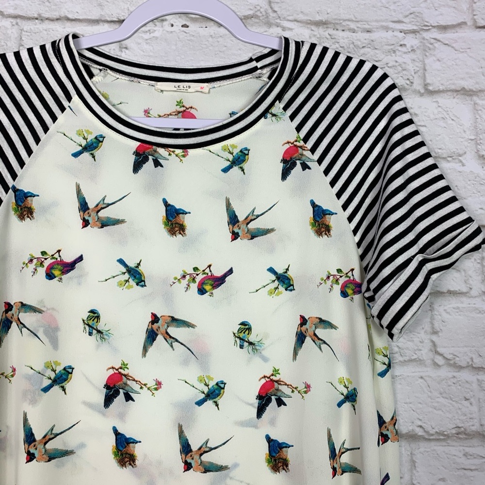 Le Lis Bird Exotic Semi Sheer Striped Sleeve Top S - Picture 2 of 6